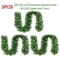 thumbnail image 1 of 3 x 10Ft Pre-lit Christmas Garland with LED & Timer-Waterproof for Stairs Railing Mantle Fireplace Front Porch Decor, 1 of 10