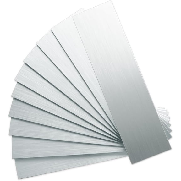 3" x 12" Peel and Stick Backsplash Wall Tiles, PVC Composite Stick on Tiles for Backsplash Kitchen, Bathroom, Laundry Room, Camper, Fireplace (40, Brushed Metal)