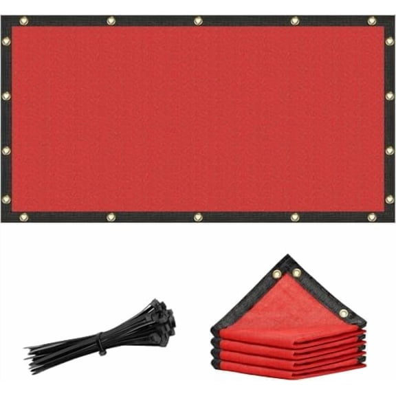 3' x 12' Red Custom Size Shade Cloth with Grommets - 90% Sunblock, Durable Mesh Fabric Tarp for Dog Kennel Cover, Fence Privacy Screen, Greenhouse, Chicken Coop & Pet Playpen.$$Tools & Hardware Other