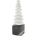 thumbnail image 1 of 3" x 12" White Marble Stacked Stone Abstract Sculpture with Black Block Base, by DecMode, 1 of 9