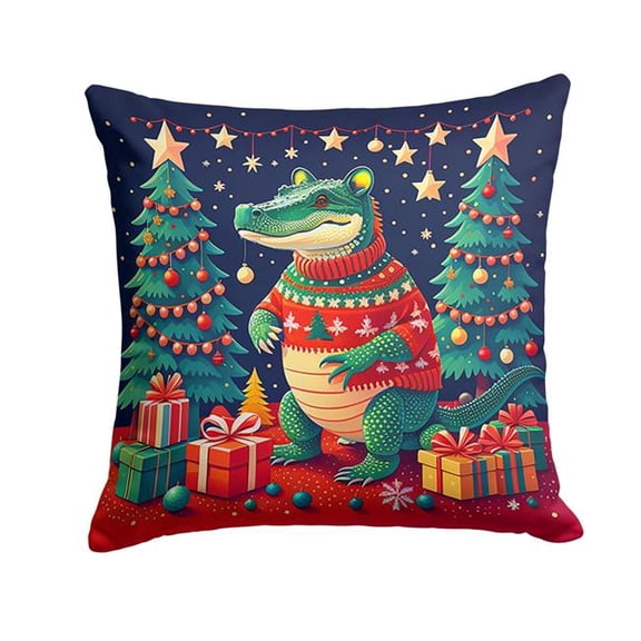 3 x 14 x 14 in. Alligator Christmas Fabric Decorative Pillow