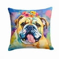 thumbnail image 1 of 3 x 14 x 14 in. English Bulldog Hippie Dawg Fabric Decorative Pillow, 1 of 1