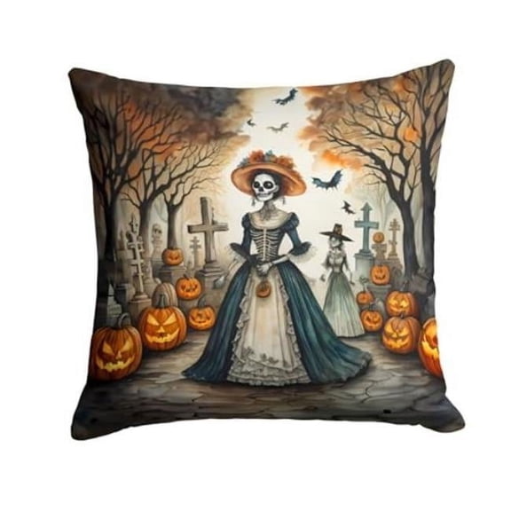 3 x 14 x 14 in. La Catrina Skeleton Spooky Halloween Throw Pillow