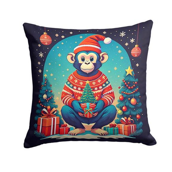 3 x 14 x 14 in. Monkey Christmas Fabric Decorative Pillow