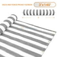thumbnail image 1 of 3' x 140' Gray (Grey) with White Stripes Residential Commercial Privacy Deck Fence Screen 160 GSM Weather Resistant Outdoor Protection Fencing Net for Balcony Verandah Porch Patio Pool Backyard Rails, 1 of 6