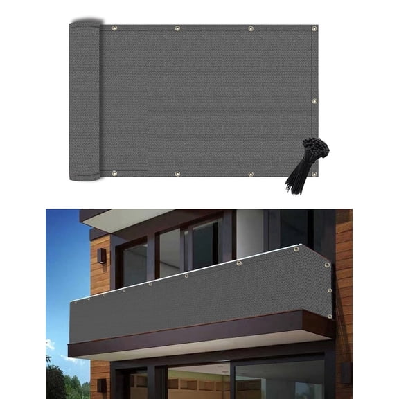 Chaowish Balcony Privacy Screen for Apartments 3' x 16' Gray UV Protection