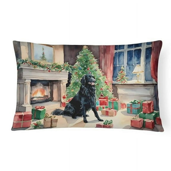 3 x 16 x 12 in. Flat-Coated Retriever Cozy Christmas Throw Pillow