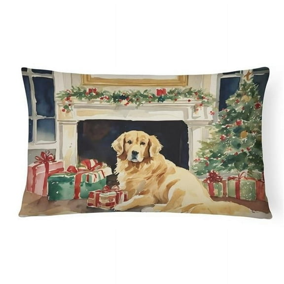 3 x 16 x 12 in. Golden Retriever Cozy Christmas Throw Pillow