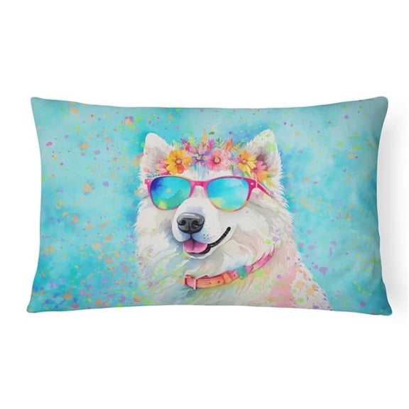 3 x 16 x 12 in. Samoyed Hippie Dawg Fabric Decorative Pillow