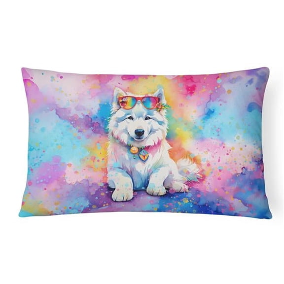 3 x 16 x 12 in. Samoyed Hippie Dawg Fabric Decorative Pillow