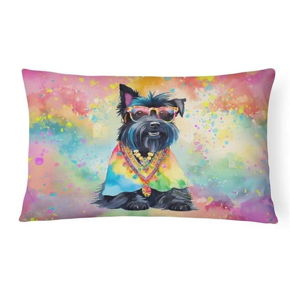 3 x 16 x 12 in. Scottish Terrier Hippie Dawg Fabric Decorative Pillow