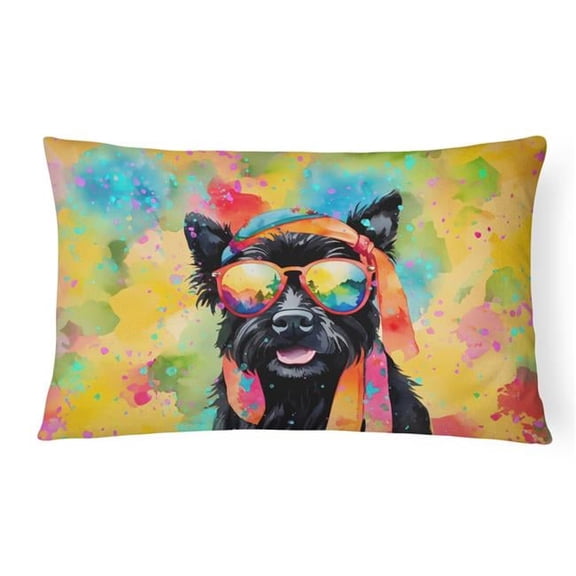 3 x 16 x 12 in. Scottish Terrier Hippie Dawg Fabric Decorative Pillow