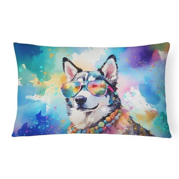 3 x 16 x 12 in. Siberian Husky Hippie Dawg Fabric Decorative Pillow