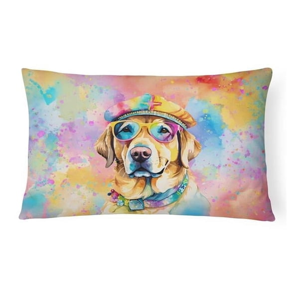3 x 16 x 12 in. Yellow Labrador Hippie Dawg Fabric Decorative Pillow
