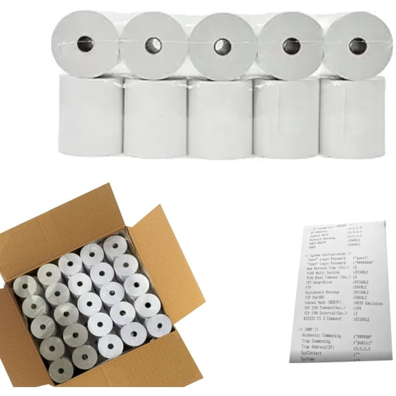 3" x 165' 1 Ply Bond (Non-Thermal) Receipt Paper - POS Cash Register Paper for Kitchen Printers, TMU200 SRP275, Star SP700, and More (50 Rolls)