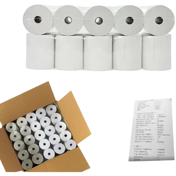 3" x 165' 1 Ply Bond (Non-Thermal) Receipt Paper - POS Cash Register Paper for Kitchen Printers, TMU200 SRP275, Star SP700, and More (50 Rolls)