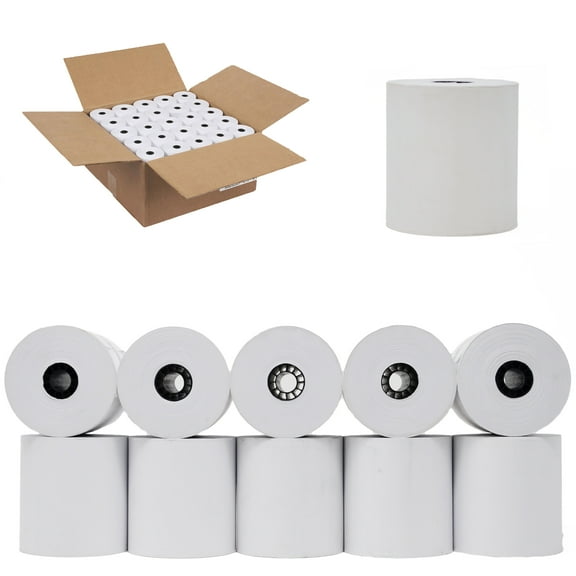 3" x 165 feet 1 Ply Bond Paper (12 Rolls) Kitchen Printer Paper and Cash Register Rolls - Buyregisterrolls