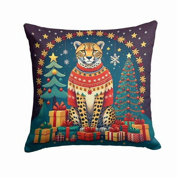3 x 18 x 18 in. Cheetah Christmas Fabric Decorative Pillow