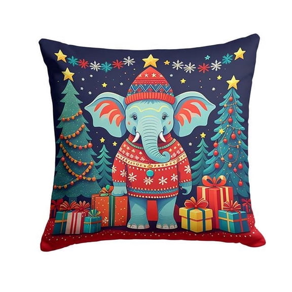 3 x 18 x 18 in. Elephant Christmas Fabric Decorative Pillow