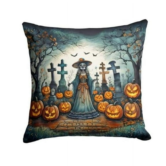 3 x 18 x 18 in. La Catrina Skeleton Spooky Halloween Throw Pillow