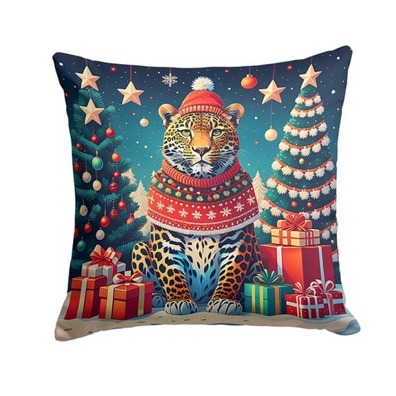 3 x 18 x 18 in. Leopard Christmas Fabric Decorative Pillow