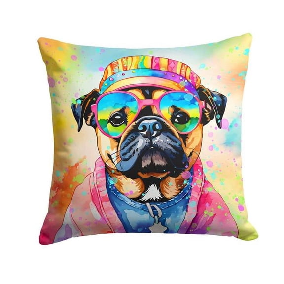 3 x 18 x 18 in. Pug Hippie Dawg Fabric Decorative Pillow