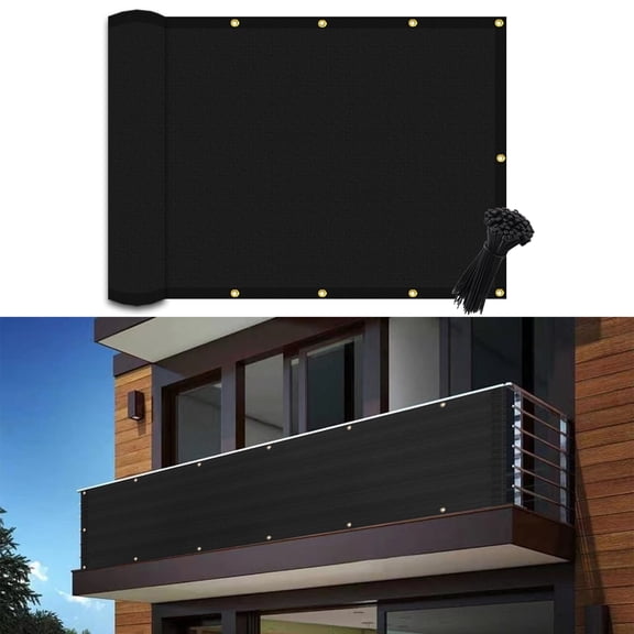 Chaowish Balcony Privacy Screen for Apartments 3' x 19' Black UV Protection