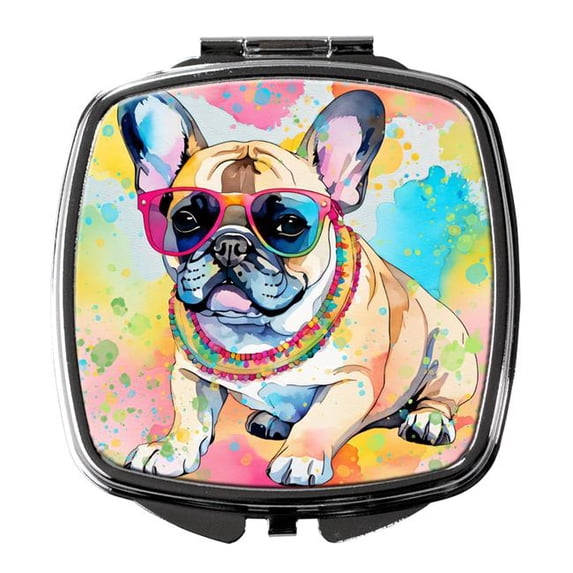 3 x 2.75 in. French Bulldog Hippie Dawg Compact Mirror