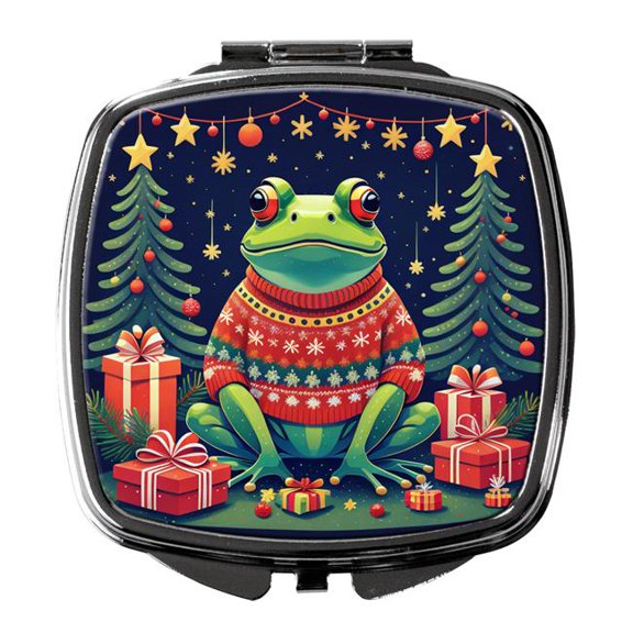 3 x 2.75 in. Frog Christmas Compact Mirror