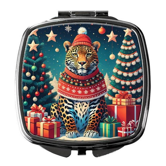 3 x 2.75 in. Leopard Christmas Compact Mirror