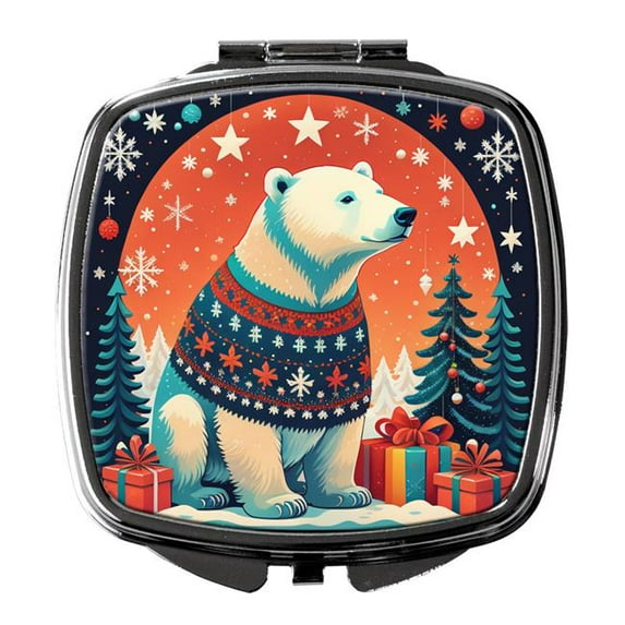3 x 2.75 in. Polar Bear Christmas Compact Mirror