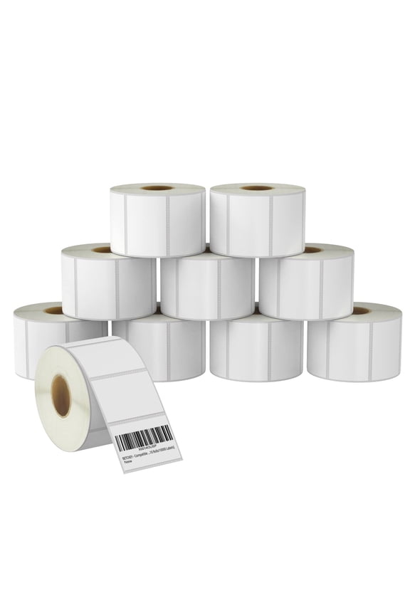 3" x 2" (76 mm x 51 mm) Multipurpose & Shipping Labels Compatible with Zebra & Rollo Label Printer,Premium Adhesive & Perforated [10 Rolls, 7500 Labels]