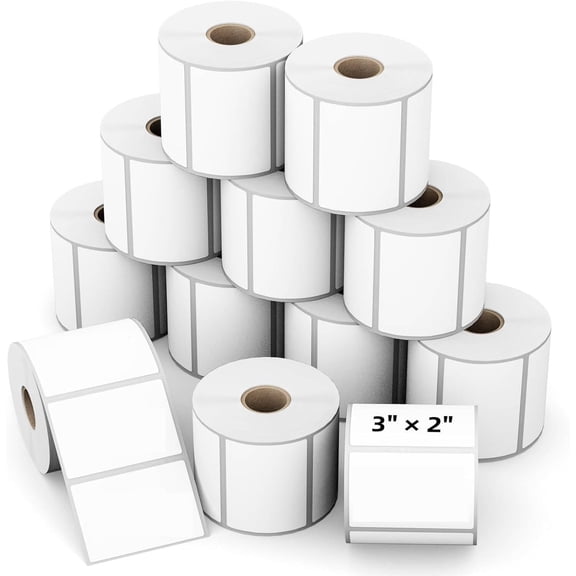 3" x 2" Direct Thermal Multipurpose & Shipping Address Labels Barcodes Postage Stickers for Zebra 2844 & Rollo Desktop Label Printer ( 750 Labels/Roll ) 3 Rolls