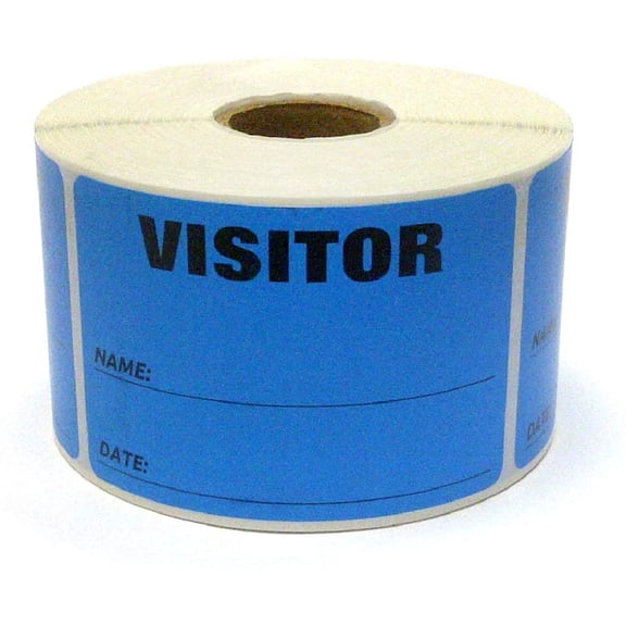 3 x 2 Fluorescent Color Visitor Labels Pass, 500 Per Roll Blue