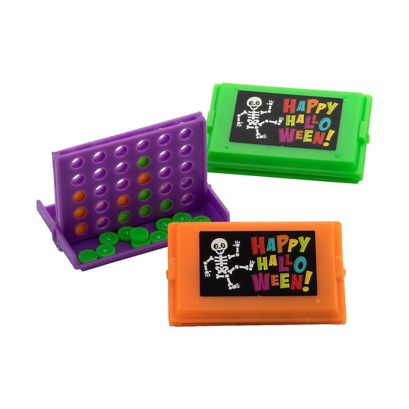 3" x 2" Mini Halloween Purple, Green & Orange Connect Disc Game - 12 Sets