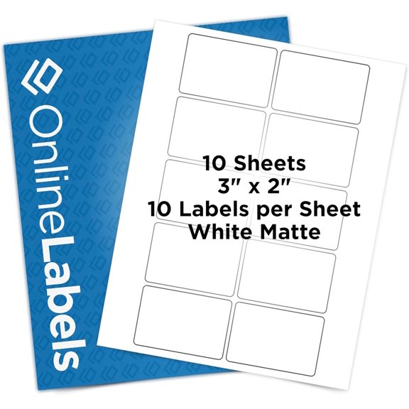 3 x 2 Rectangle Labels - Permanent, White Matte - Wax Melt, Soap, Address Labels - Pack of 100 Labels, 10 Sheets - Inkjet/Laser Printers -
