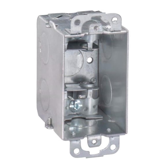3 x 2 x 2.5 in. Steel Metallic 1 Gang Switch Box with KO-MC-BX Clamp & Plaster Ear