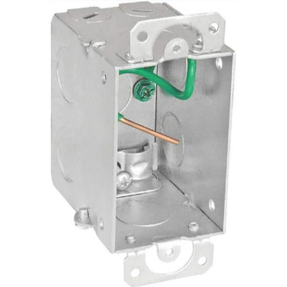 3 x 2 x 2.75 in. Steel Metallic 1-Gang Switch Box with NMSC Clamps & Plaster Ears