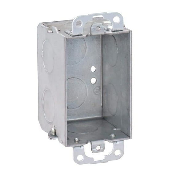 3 x 2 x 2 in. Steel Metallic 1-Gang Switch Box with KO & Plaster Ears