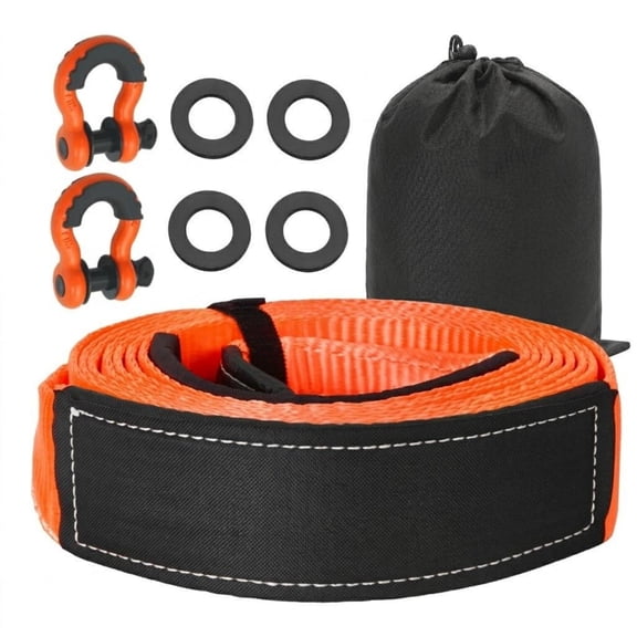 3" x 20 ft Tow Strap Recovery Kit, 36,000 lbs MBS Heavy Duty Tree Saver with 3/4" D-Ring Shackles