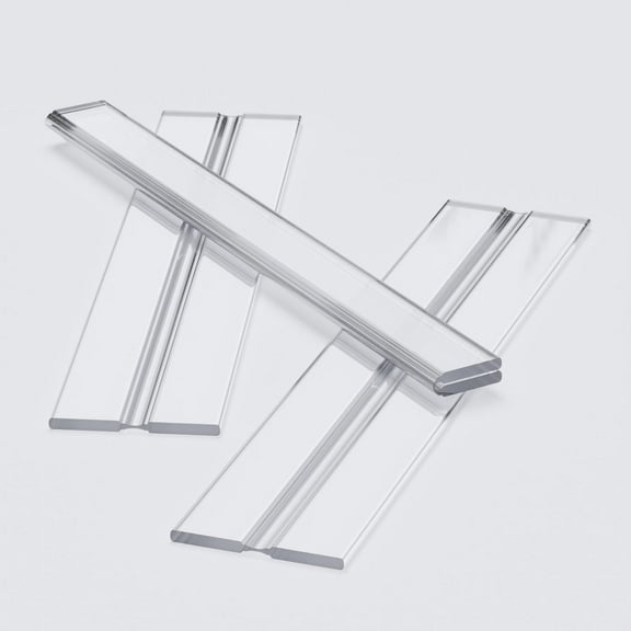 3 x 200mm (7 7/8 in), low profile flex hinges, flexible living hinges, Transparent, Continuous Acrylic Piano Hinges