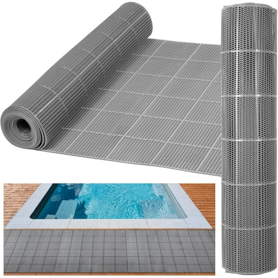 3 x 20FT Drainage Pool Flooring Mats Non Slip Swimming Pool Mat PVC Splash Matting Mesh Hollow Doormat Roll for Outdoor Indoor Garage Restaurant Sauna SPA Heavy Duty Commercial Anti Slip Floor Mats