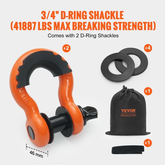 3" x 20ft Tree Saver Tow Strap with Protective Sleeves & 3/4" D-Rings - ATV/Truck/Jeep Recovery Kit
