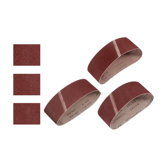3 x 21 Inch Sanding Belts, 30 Pcs 80/100/120 Grits Aluminum Oxide for Metal Polishing, Knife Sharpening, Weld