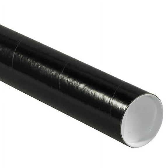 SSBM 24-3" x 24" Black Mailing Tubes with Caps 0.07 3-ply, spiral wound construction