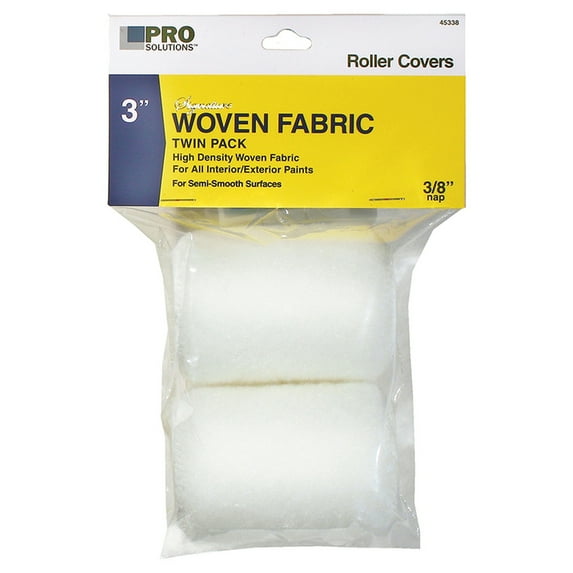 3" x 3/8" Nap Pro Solutions 45338 Signature, White Woven Roller Cover, 2-Pack