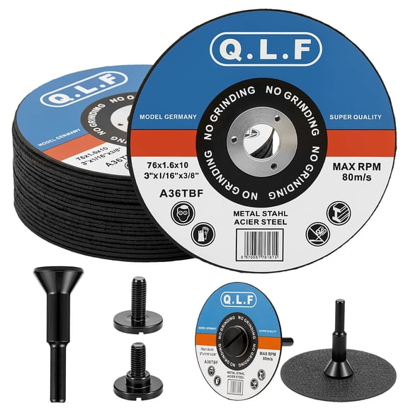 3" x 3/8" x 1/16" Cutting Discs with 1/4 Inch Hex Mandrel Shaft 20000 RPM High Speed Air Die Grinder Attachment for PVC Carbon Steel Pipe Cutter Black