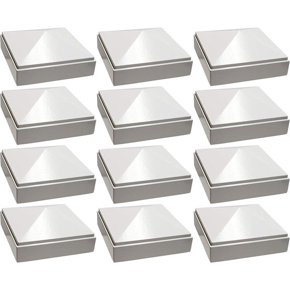 3" x 3" Aluminium Pyramid Post Cap for Metal Posts - Pressure Fit - White (12 Pack)