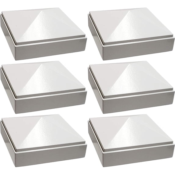 3" x 3" Aluminium Pyramid Post Cap for Metal Posts - Pressure Fit - White (6 Pack)