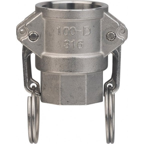 3" x 3" Cam & Groove Female Coupler Female NPT Thread Part D, Stainless Steel, 500 Max psi, for Suction & Discharge Hose